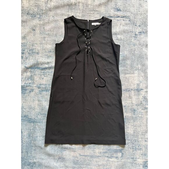 Calvin Klein Black Lace Neck Sleeveless Sheath Dress Size 12 - Picture 1 of 8